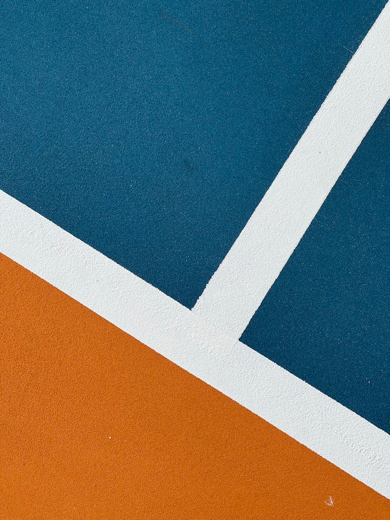 Close-up of vibrant sports court lines in Ho Chi Minh City, Vietnam.